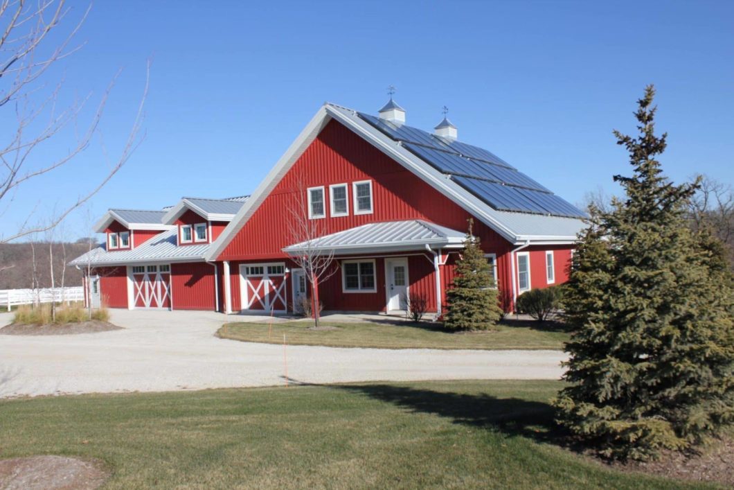 Pole Barn Home with Solar Panels