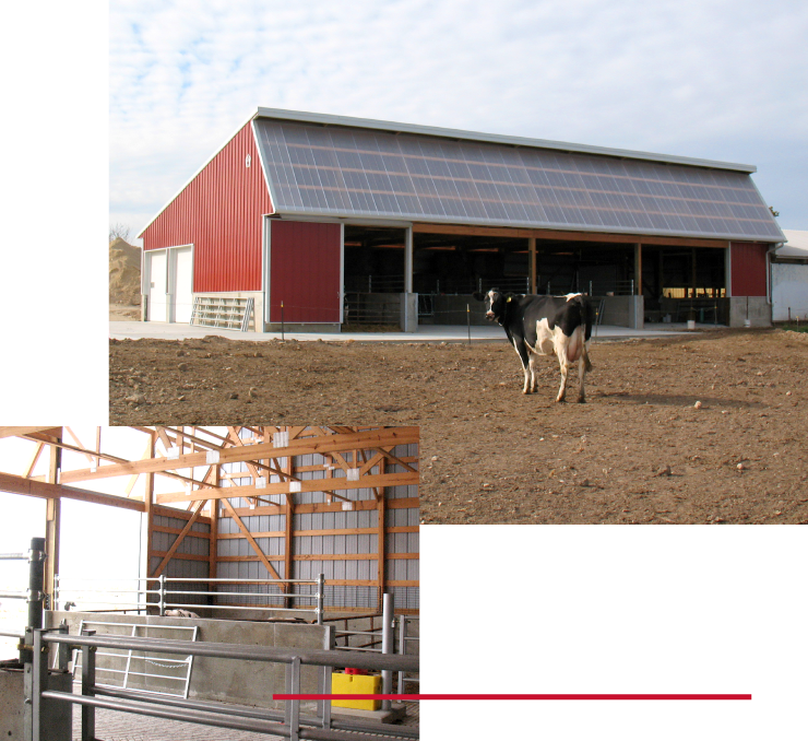 Inside and Outside of Post-Frame Cattle Barn