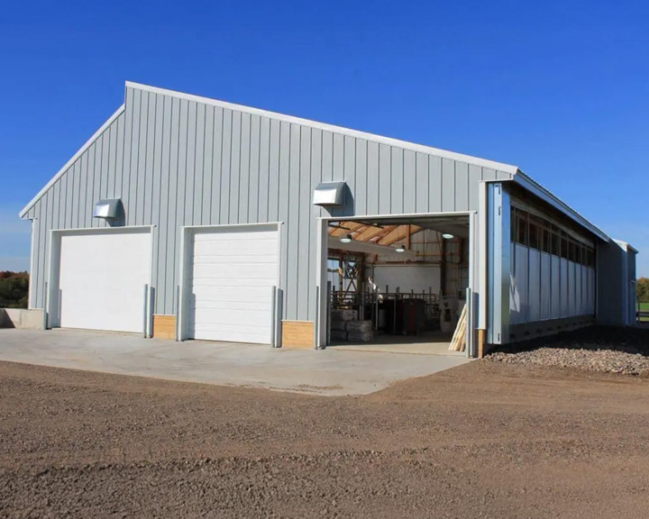 Exterior of Gray Colored Cattle Barn