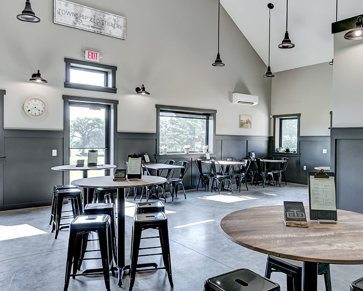 Drinking Area Inside Post-Frame Brewery Building