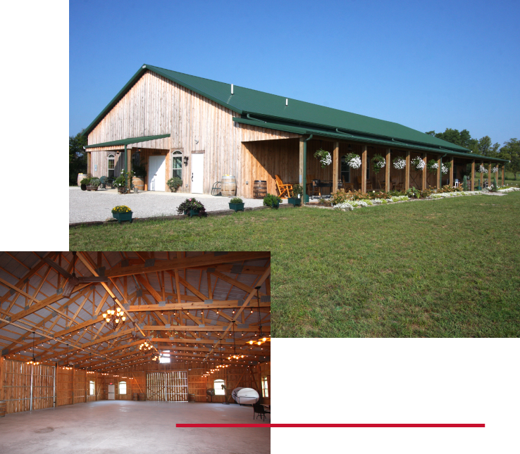 Exterior and Interior of Custom Post-Frame Community Building