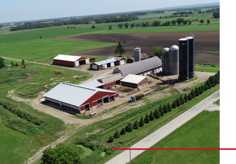 Overhead View of Post-Frame Dairy Stall Building Built by Walters Buildings
