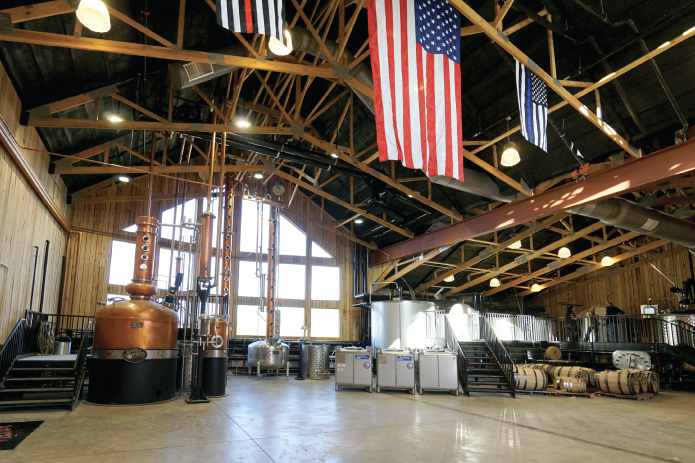 American Flag Hanging From Distillery Room