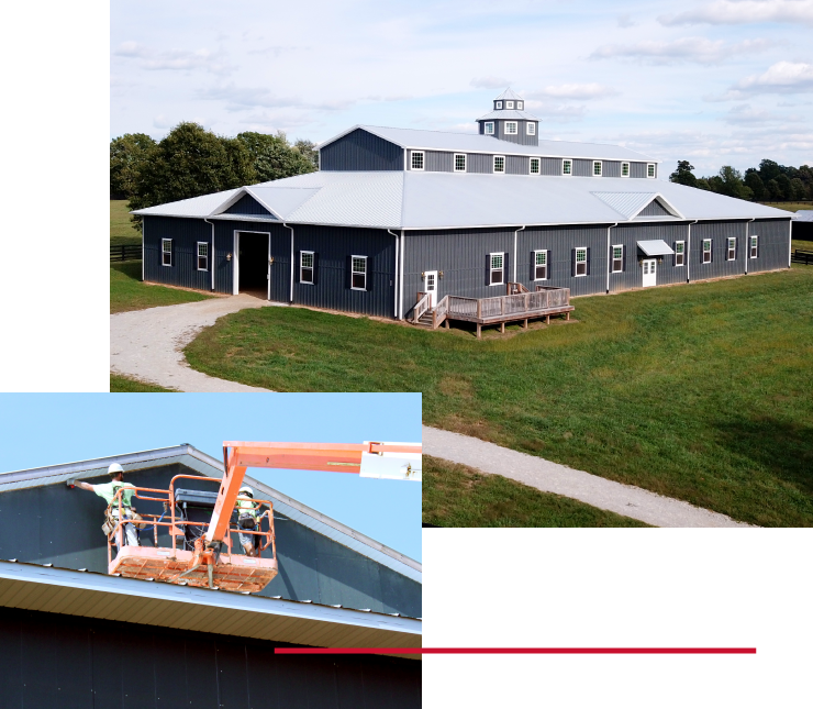 Walters Buildings Crew Working on Post-Frame Structure Walters Buildings Crew Working on Post-Frame Structure