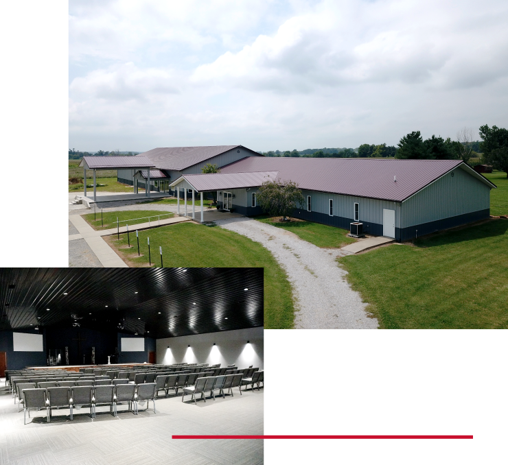 Church Exterior and Modern Interior