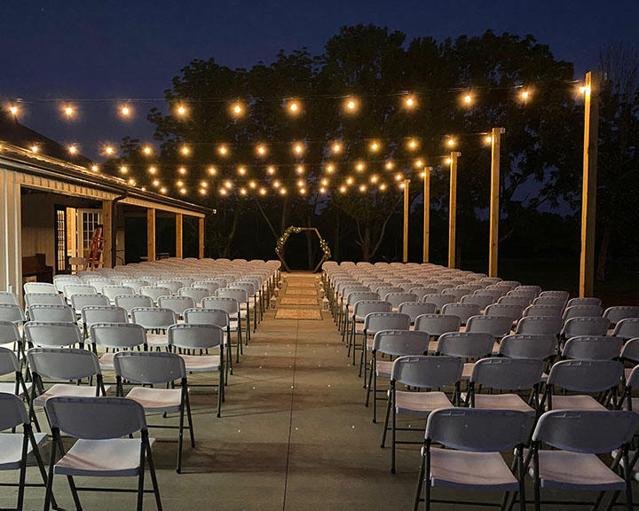 Chairs Set Up in Outdoor Space For Wedding