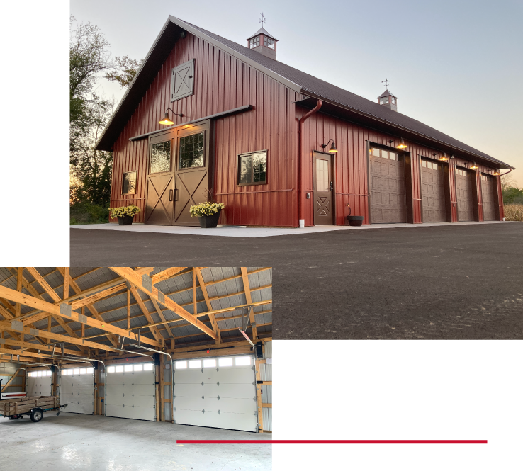 Exterior and Interior of Custom Post-Frame Building
