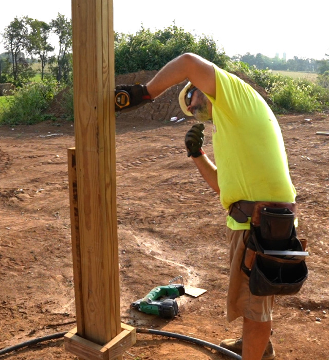 Walters Buildings Crew Member Working on Support Column