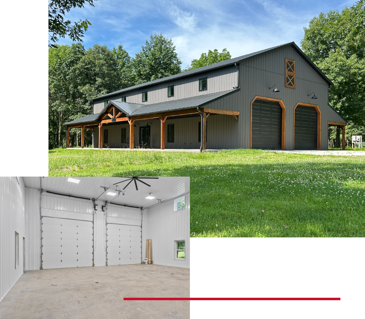 Post-Frame Residential Building Exterior and Garage Space
