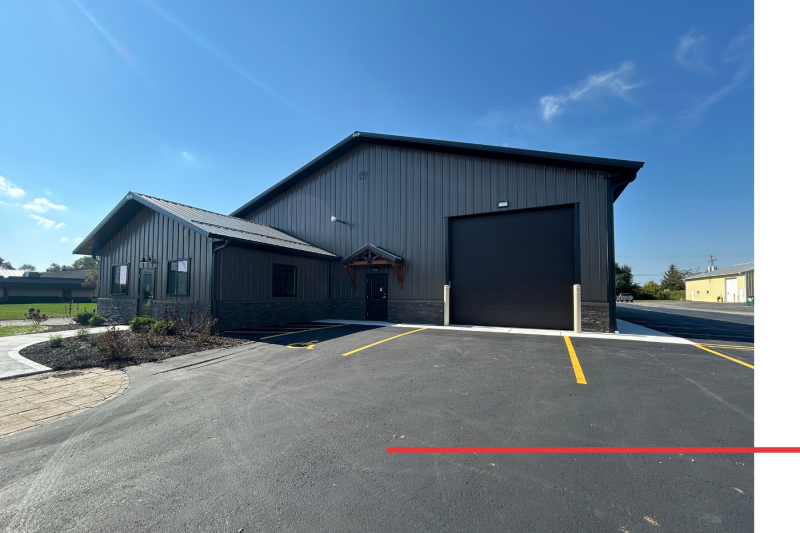 End Unit with Office and Extra Overhead Door Commercial flex space end unit with attached office and second overhead door