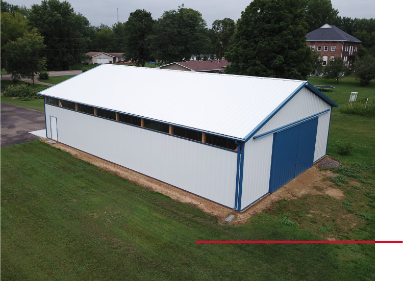 Overhead View of Custom Post-Frame Storage Building