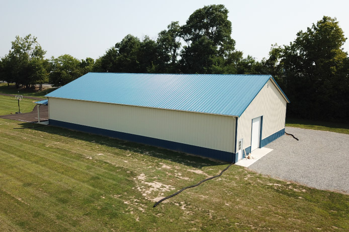 Exterior View Showing Side and Rear Overhead Door