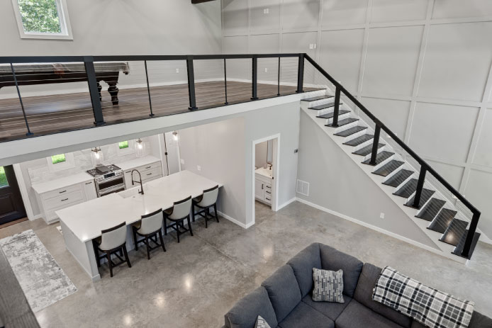 Loft With Pool Table and View of Open Concept Lower Level Loft With Pool Table and View of Open Concept Lower Level