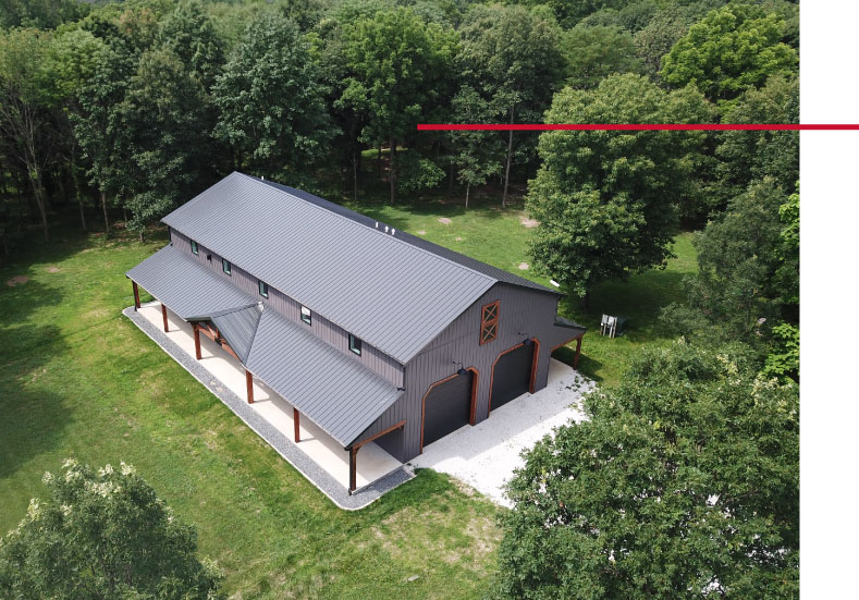 Aerial view of Custom Post-frame Barndominium Aerial view of Custom Post-frame Barndominium