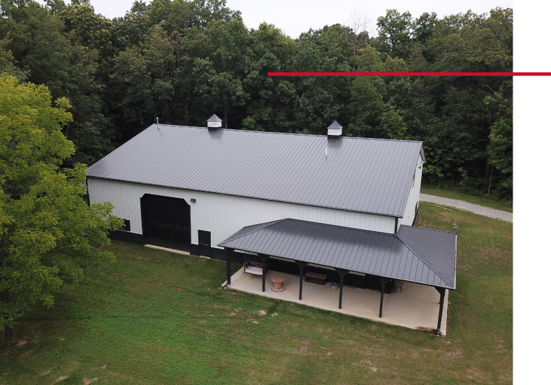 Aerial view of the custom post-frame workshop Aerial view of the custom post-frame workshop