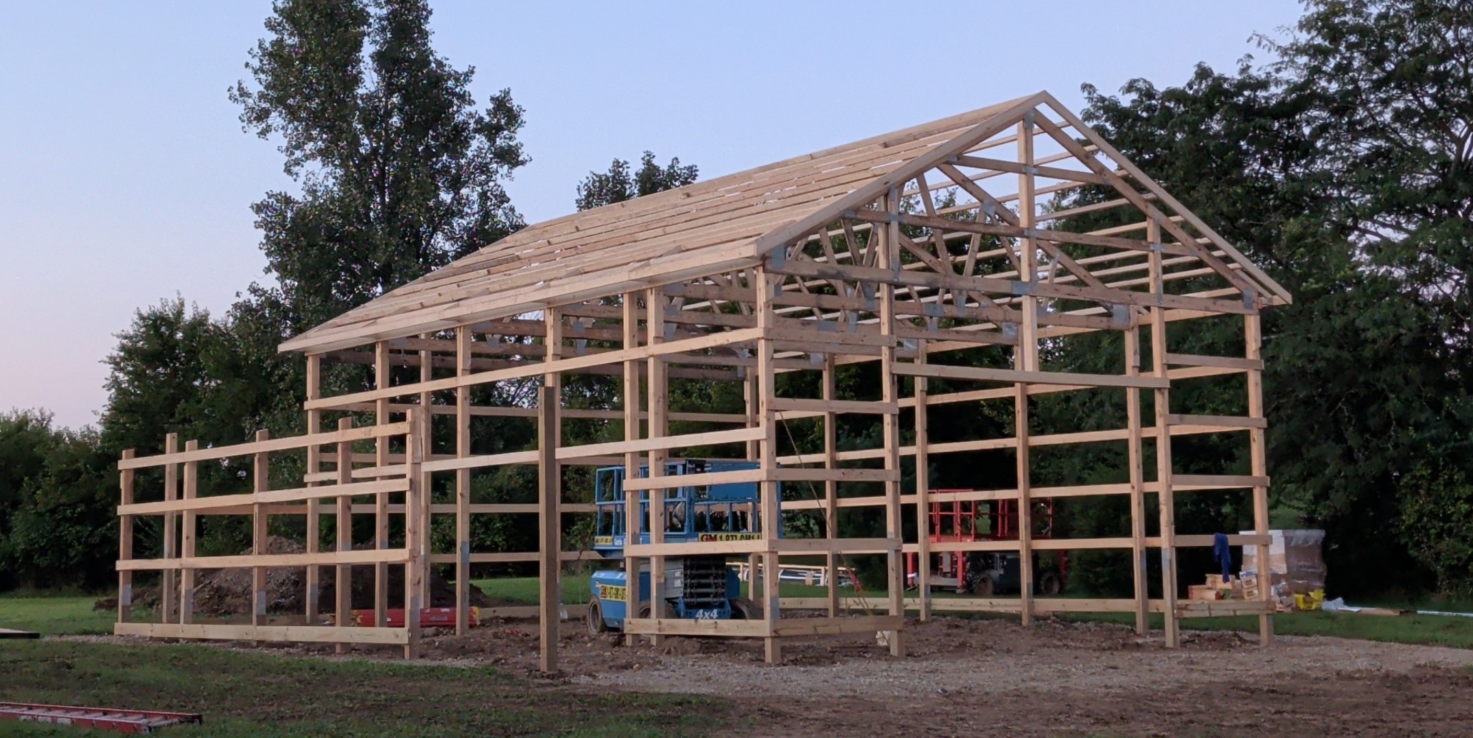Pole barn under construction A custom pole barn not done with a pole barn kit